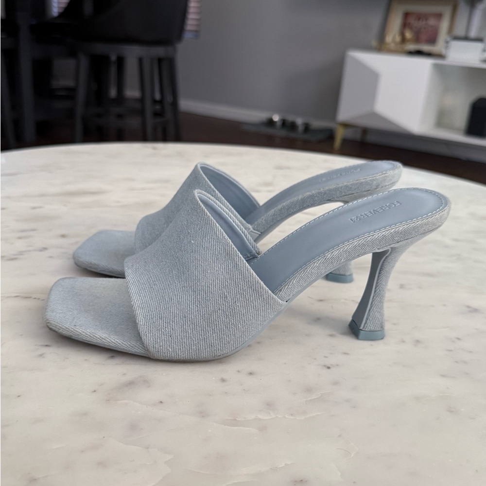 Women's Blue Jean Heeled Mules